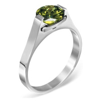 Ocelový prsten - zelený měsíční kámen 