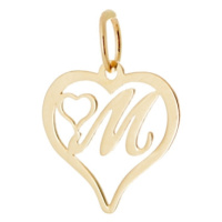 Přívěšek srdce s písmenem M ze žlutého zlata ZZ0436F