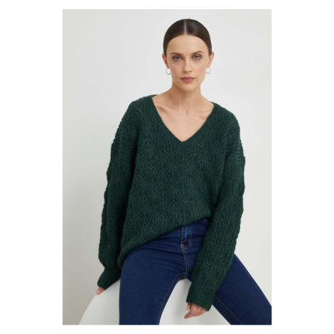 Vlněný svetr Answear Lab zelená barva