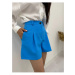 Laluvia Blue Pleated Atlas Shorts
