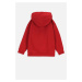Dětská bavlněná mikina Coccodrillo červená barva, s kapucí, hladká