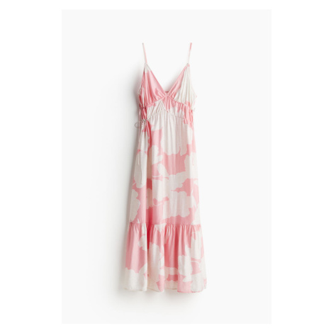 H & M - Dlouhé šaty se stahovací šňůrkou - růžová H&M