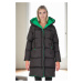 Z6687 DEWBERRY WOMEN'S COAT-BLACK-GREEN-1