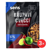 SENS Křupaví & pražení cvrčci - Chilli & Limetka 3 x 16 g