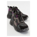 LuviShoes LOWEL Women's Black-Purple Sports Boots.