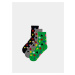 Sada tří párů dámských vzorovaných ponožek v černé, šedé a zelené barvě Meatfly