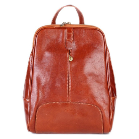 Dámský kvalitní klasický kožený batoh Ferena koniak