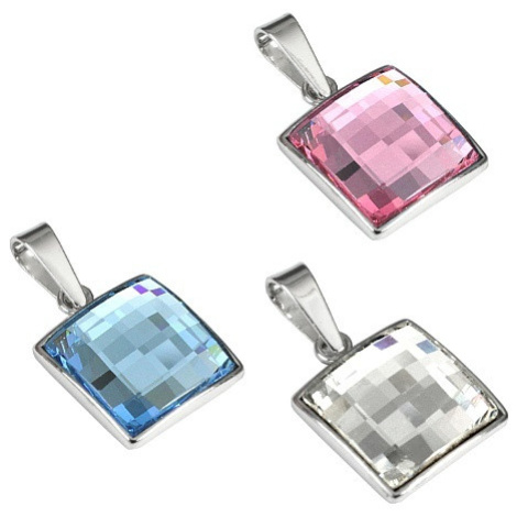 Stříbrný přívěsek čtverec 11mm se Swarovski® Crystals barva růžová Silvego