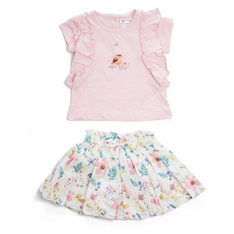 Růžový dívčí kojenecký set - tričko a sukně Ráhel