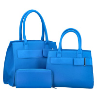 Elegantní sada: Kabelka přes rameno, kabelka do ruky a peněženka Nisa, modrá