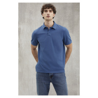 GRIMELANGE Eddie Men's Slim Fit 100% Cotton Indigo Polo Neck T-shirt