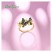 Jarní prsten s pozlacením zelený motýl