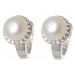 Stříbrné náušnice s perlou a zirkony 57369F