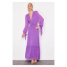 Trendyol Purple A-Line Woven Chiffon Long Evening Evening Dress