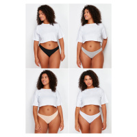 Trendyol Curve 2 White- 2 Tan- 1 Gray- 2 Black Packaged Plus Size Briefs