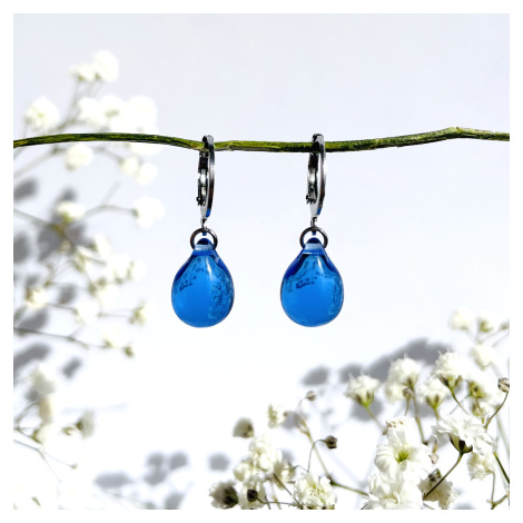 Šperk z pravého českého skla - Náušnice V objetí vody