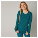 Blancheporte Žebrovaný pulovr s kulatým výstřihem zelená jedlová