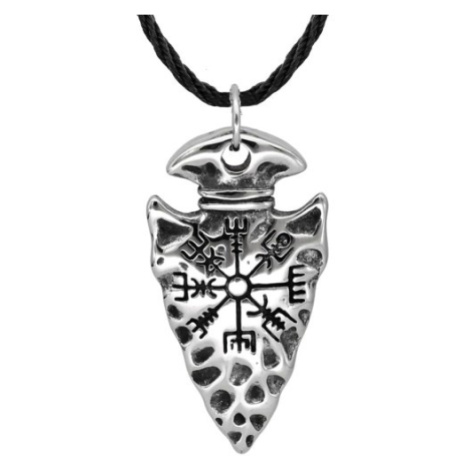 Camerazar Pánský náhrdelník se severskými symboly, stříbrná/černá barva, kovové slitiny a eko ků