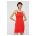 Bavlněné šaty Calvin Klein červená barva, mini