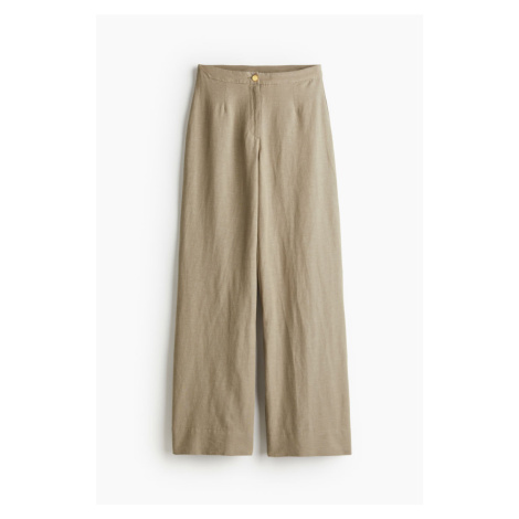 H & M - Kalhoty z lněné směsi - hnědá H&M