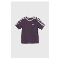 Dětské bavlněné tričko adidas fialová barva
