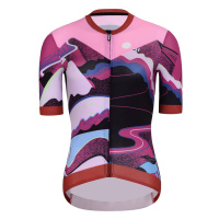 HOLOKOLO Cyklistický dres s krátkým rukávem - SUNSET ELITE LADY - růžová/vícebarevná