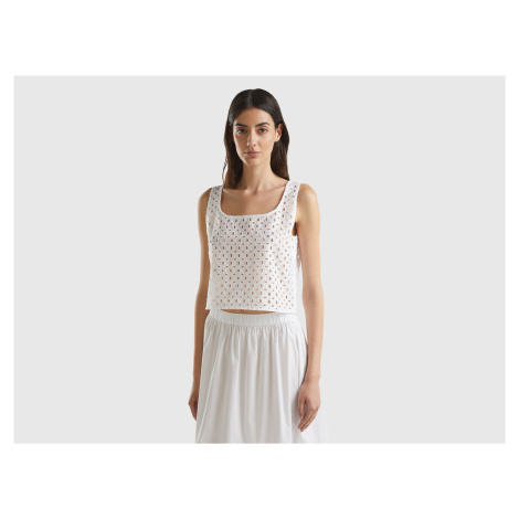 Benetton, Sleeveless Blouse In Broderie Anglaise United Colors of Benetton