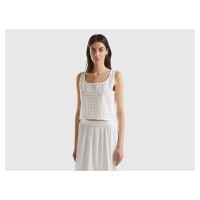 Benetton, Sleeveless Blouse In Broderie Anglaise