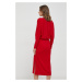 Šaty Sisley červená barva, midi, oversize