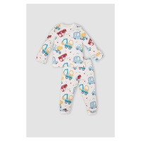 DEFACTO Baby Boy Pajama Set Vehicle Printed Long Sleeve Top and Bottom