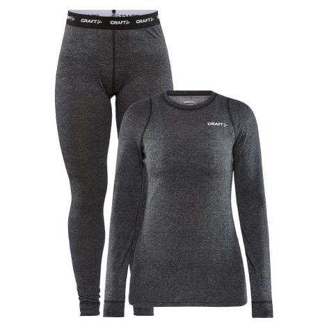 Dámský merino set CRAFT Core Wool černá žíhaná