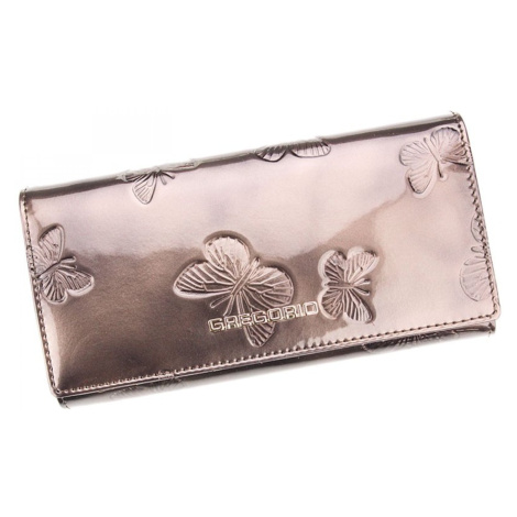 Luxusní dámská velká lakovaná kožená peněženka Elena, šedá GREGORIO