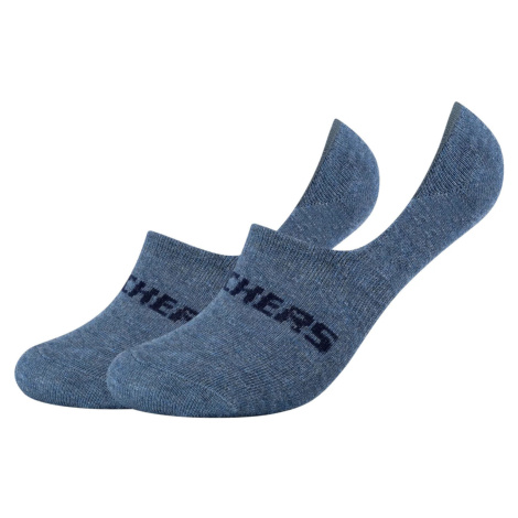 TMAVĚ MODRÉ NÍZKÉ PONOŽKY - 2 PÁRY SKECHERS 2PPK MESH VENTILATION FOOTIES SOCKS Tmavě modrá