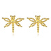 Náušnice ze žlutého 9K zlata - motiv vážky s texturovaným povrchem