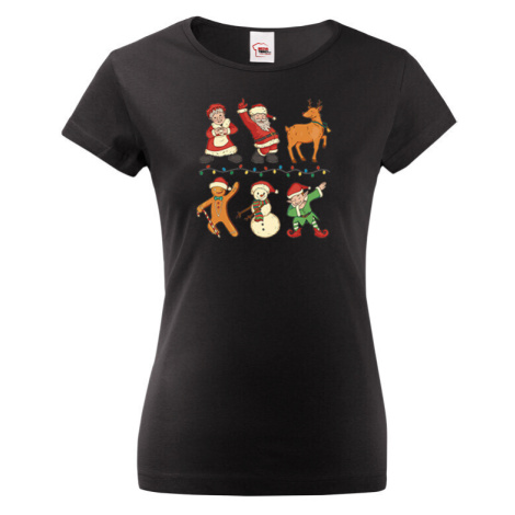 Dámské vánoční tričko s potiskem vánočních postaviček - vánoční tričko BezvaTriko