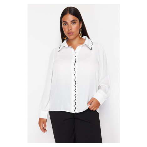 Trendyol Curve White Embroidery Detailed Woven Shirt