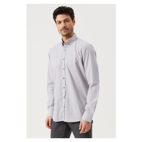 ALTINYILDIZ CLASSICS Men's Gray Slim Fit Slim Fit Shirt with Buttons and Collar Pattern AC&Co / Altınyıldız Classics