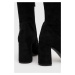 Semišové boty Wojas dámské, černá barva, na podpatku, 7104281