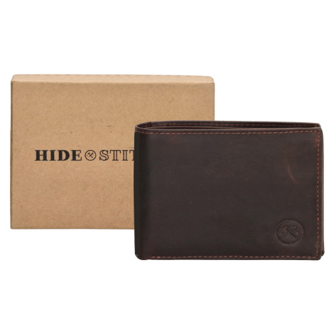 Hide & stitches Japura kožená peněženka v krabičce - tmavě hnědá