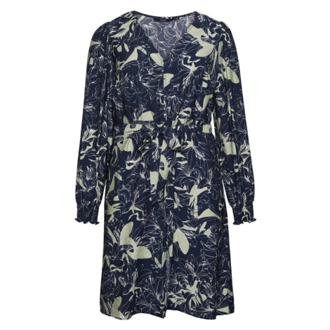 Vero Moda VMABBI NAN LS BLK SHIRT DRESS WVN Modrá