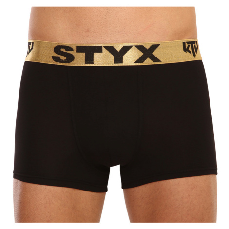 Pánské boxerky Styx / KTV sportovní guma černé - zlatá guma (GTZ960)