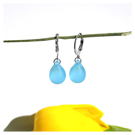 Šperk z pravého českého skla - Náušnice Letní obloha