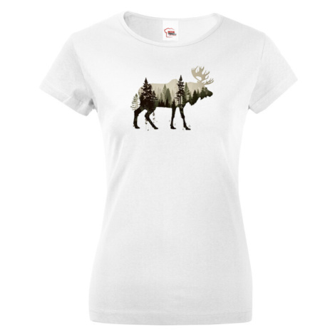 Dámské tričko s potiskem zvířat - Jelen BezvaTriko