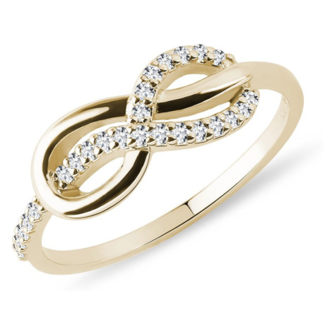 Zlatý prsten Nekonečno s diamanty KLENOTA