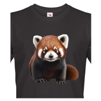 Pánské tričko s červenou pandou - krásný barevný motiv s plnými barvami