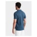 BASIC men's single color pique knit polo shirt - dark blue V13 OM-POBS-0100