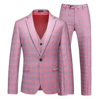 Kostkovaný pánský oblek 3v1 sako, vesta a kalhoty