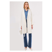 armonika Women Ecru Side Tie Long Coat