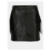 Černá koženková mini sukně s třásněmi Miss Selfridge