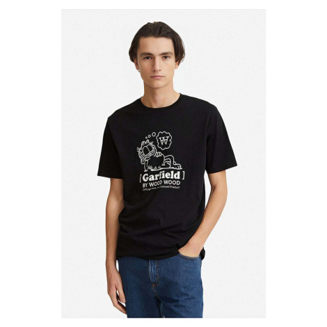 Bavlněné tričko Wood Wood X Garfield černá barva, s potiskem, 30045702.2222-BLACK
